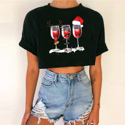 Women short top Christmas Crop Top