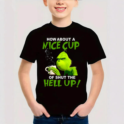 Combed Cotton New Christmas Children's Short Sleeve Girls' T-Shirt Kids Clothing Boys' Short Sleeve