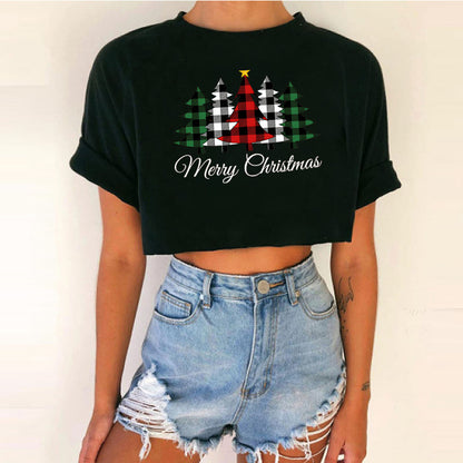 Women short top Christmas Crop Top
