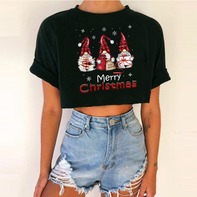 Women short top Christmas Crop Top