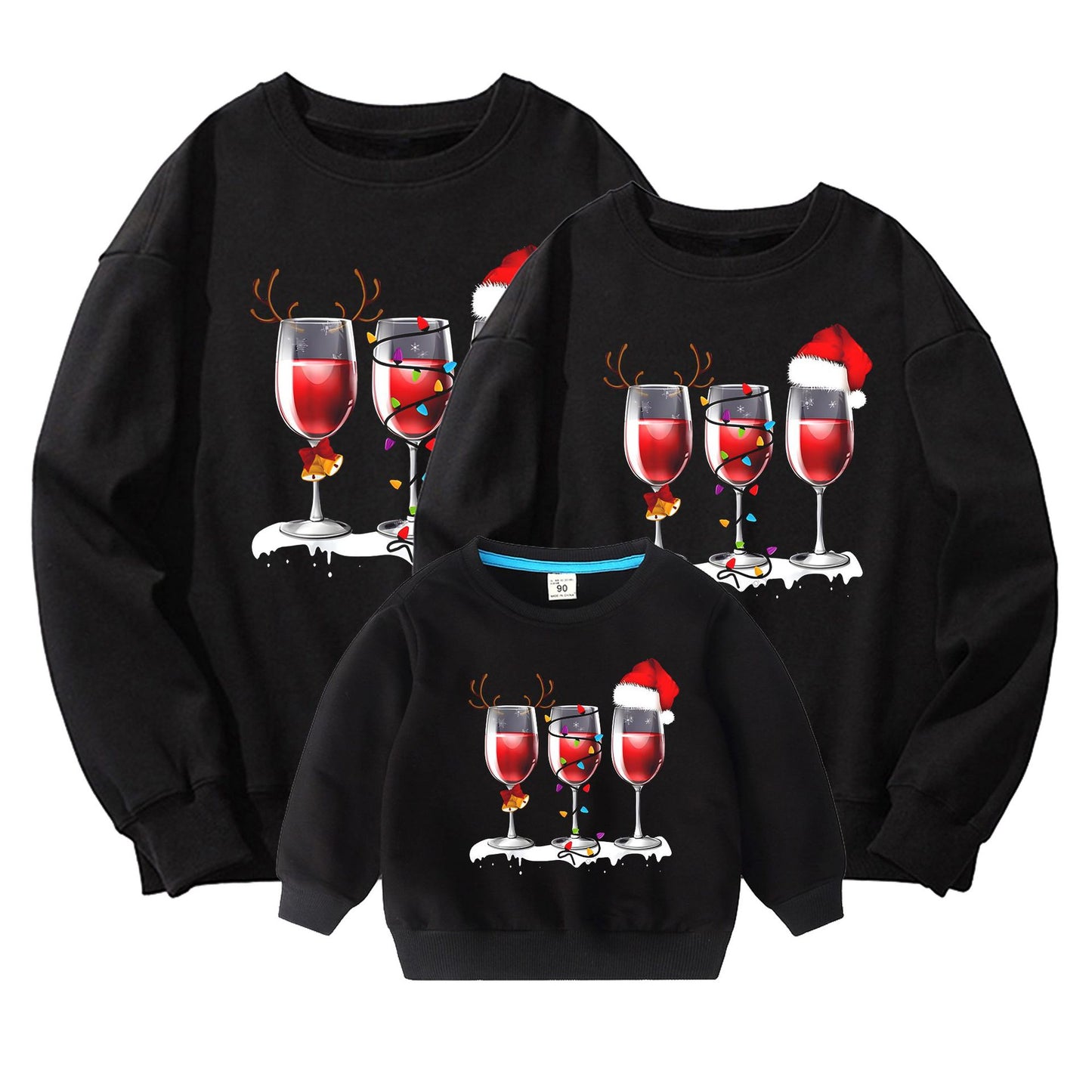 Parent-child Hoodie Pure Cotton T-shirt American Style New Year Christmas