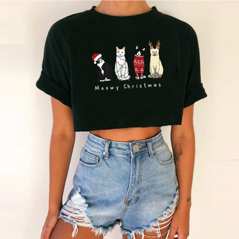 Women short top Christmas Crop Top