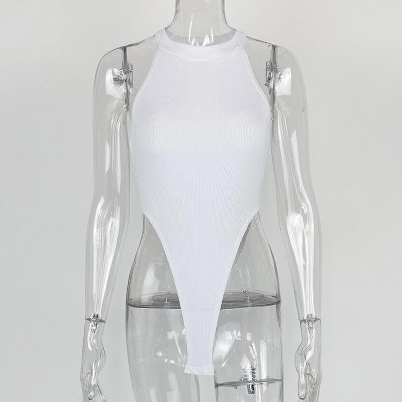 Slim fit sleeveless high slit jumpsuit women