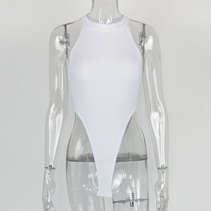 Slim fit sleeveless high slit jumpsuit women