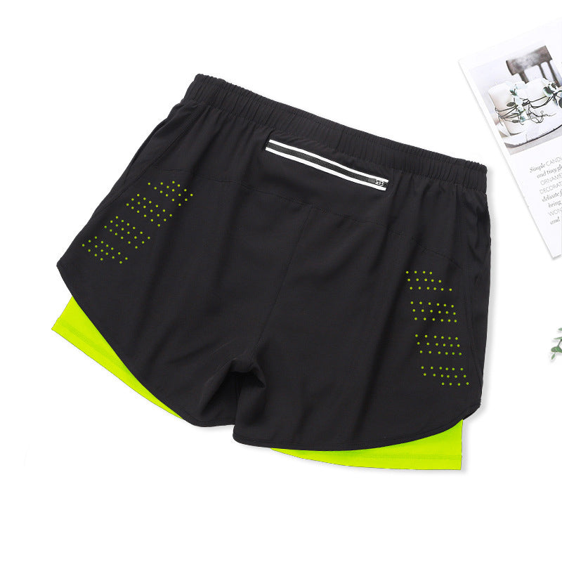 Two Piece Double Layer Sports Shorts, Quick Drying, Breathable, Anti Glare Running, Training, Fitness Shorts, Summer Mens
