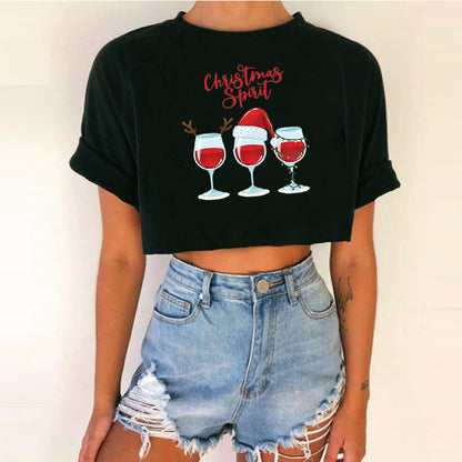 Women short top Christmas Crop Top