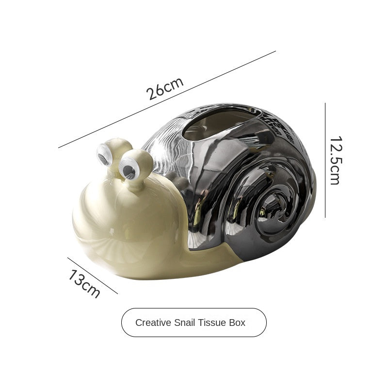 Creative Kitchen Desktop Tissue Box Living Room Cartoon Cute Snail Ceramic Dining Table Tissue Box