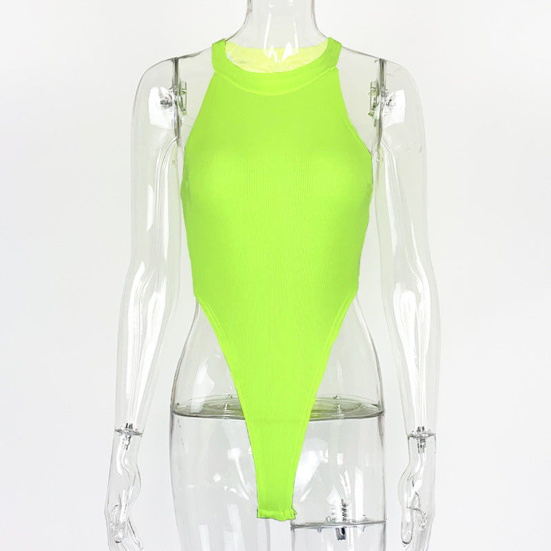 Slim fit sleeveless high slit jumpsuit women