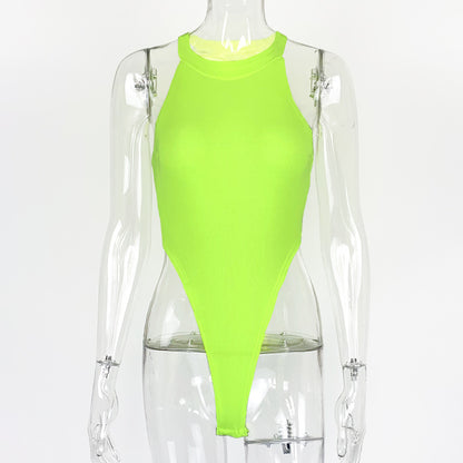 Slim fit sleeveless high slit jumpsuit women