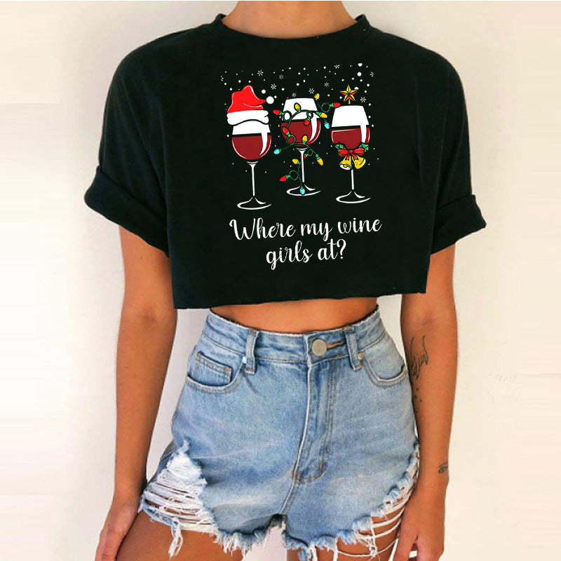 Women short top Christmas Crop Top