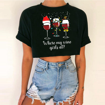 Women short top Christmas Crop Top
