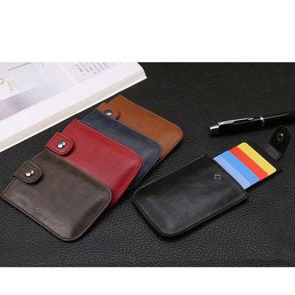 Crazy Horse PU Leather Men Slim RFID Card Holders ID Cash Cardholder Stack Up Pull Out Mini Cascading Wallet Purses