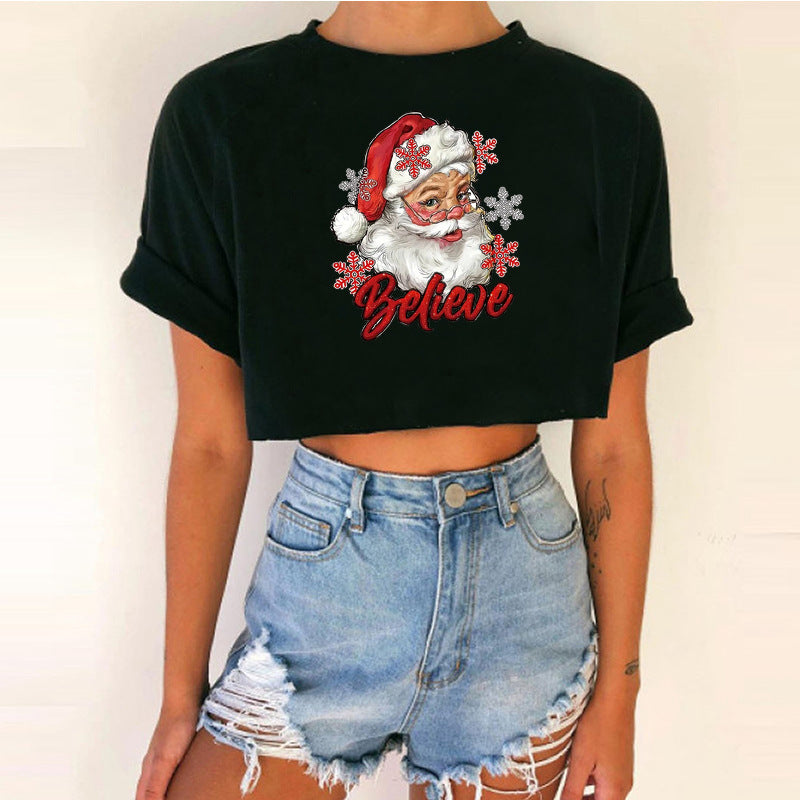 Women short top Christmas Crop Top