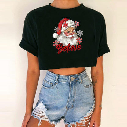 Women short top Christmas Crop Top