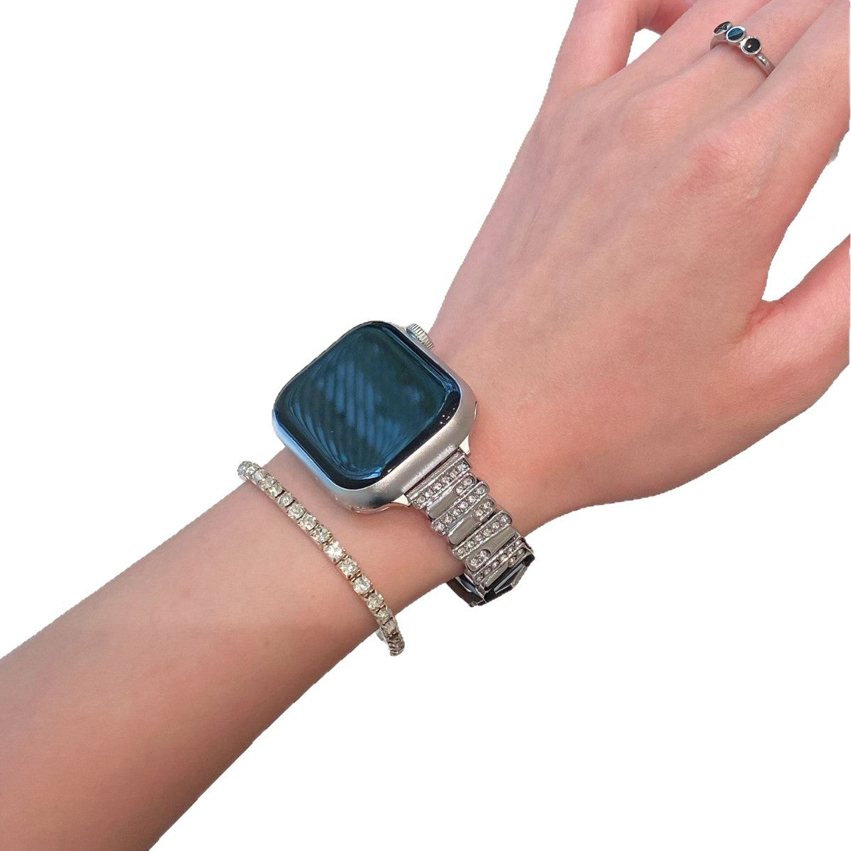 Irregular Rhinestone Embellished Leather Strap for Apple Watch 4/5/6/7/8/9/S10 Watch Band Apple Watch Band