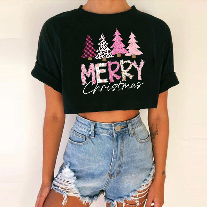 Women short top Christmas Crop Top