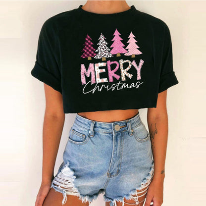 Women short top Christmas Crop Top