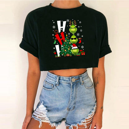 Women short top Christmas Crop Top