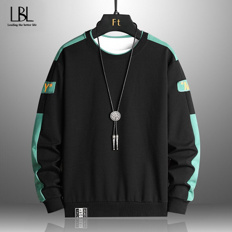 Mens Casual Sweatshirts Hoodies Man Multi Color O-Neck Fashion Long Sleeve Male Loose Patchwork Streetwear Pullover Hoodies