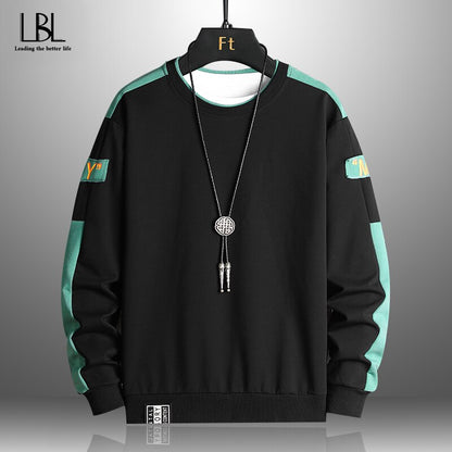 Mens Casual Sweatshirts Hoodies Man Multi Color O-Neck Fashion Long Sleeve Male Loose Patchwork Streetwear Pullover Hoodies