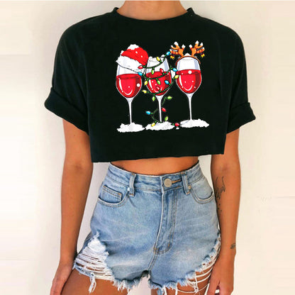 Women short top Christmas Crop Top