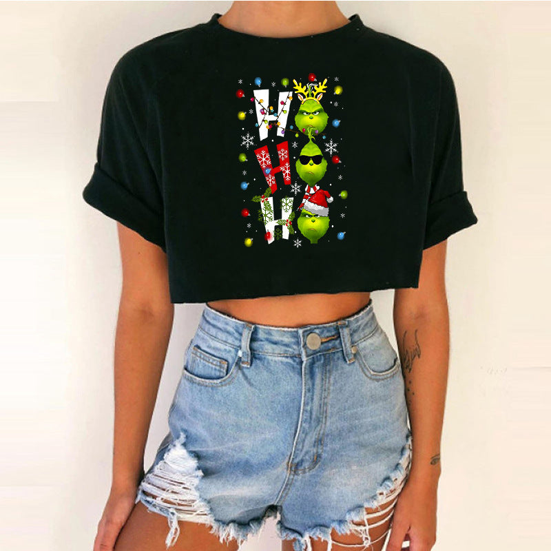 Women short top Christmas Crop Top