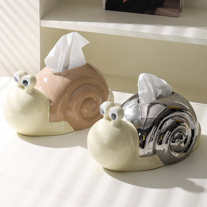 Creative Kitchen Desktop Tissue Box Living Room Cartoon Cute Snail Ceramic Dining Table Tissue Box