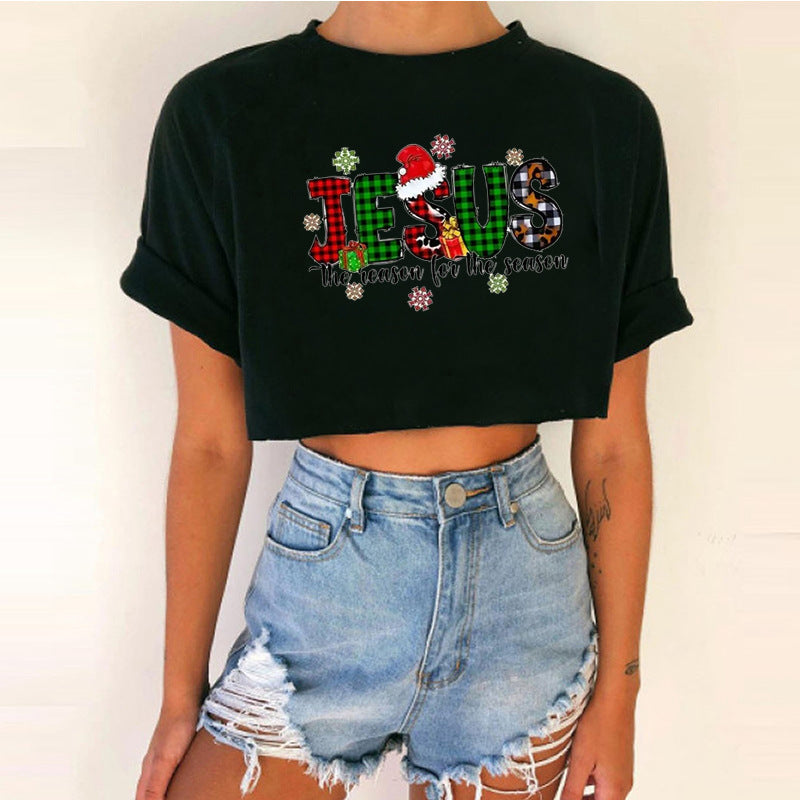 Women short top Christmas Crop Top