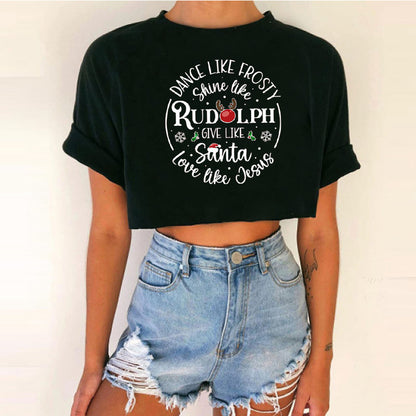Women short top Christmas Crop Top