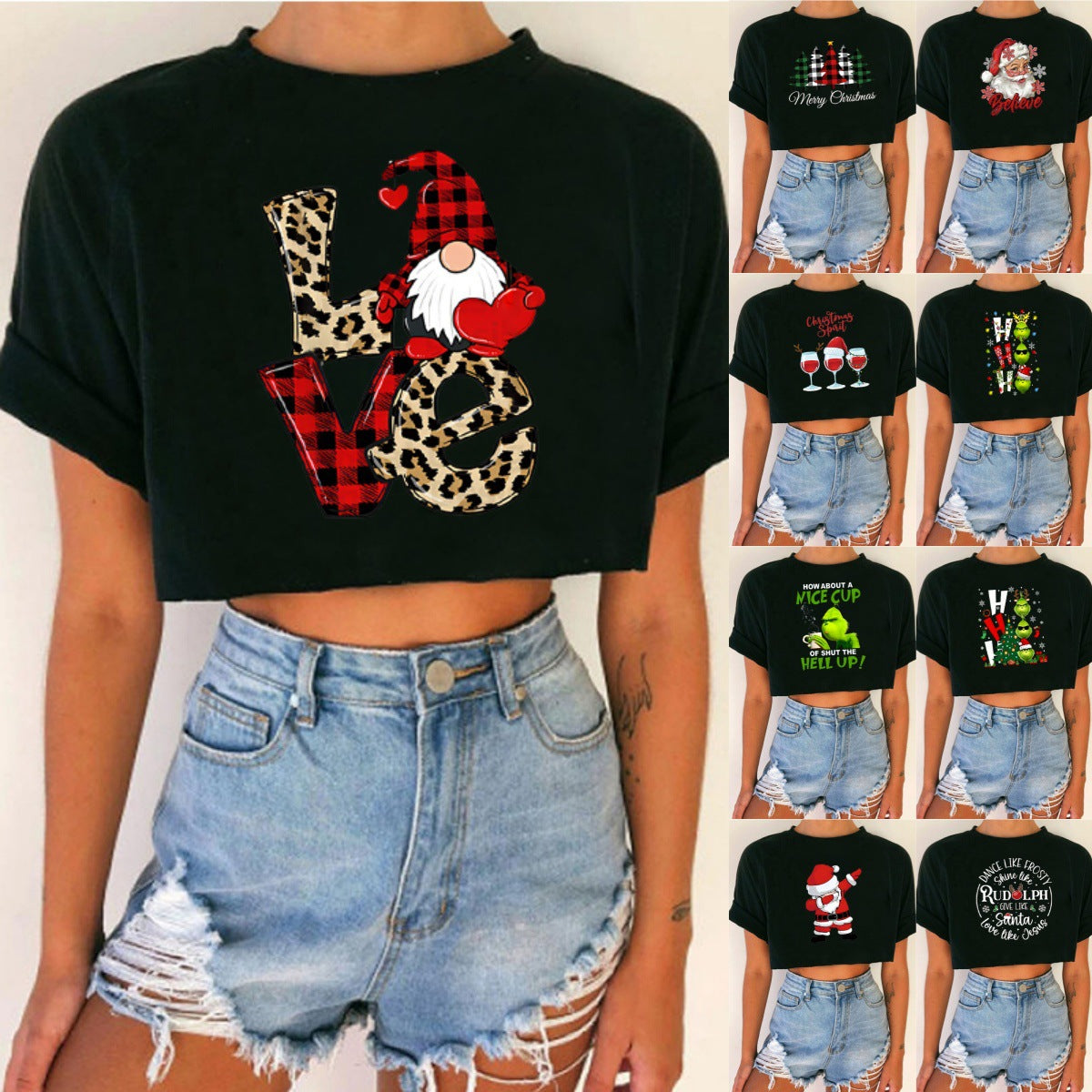Women short top Christmas Crop Top