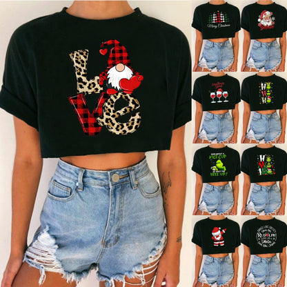 Women short top Christmas Crop Top
