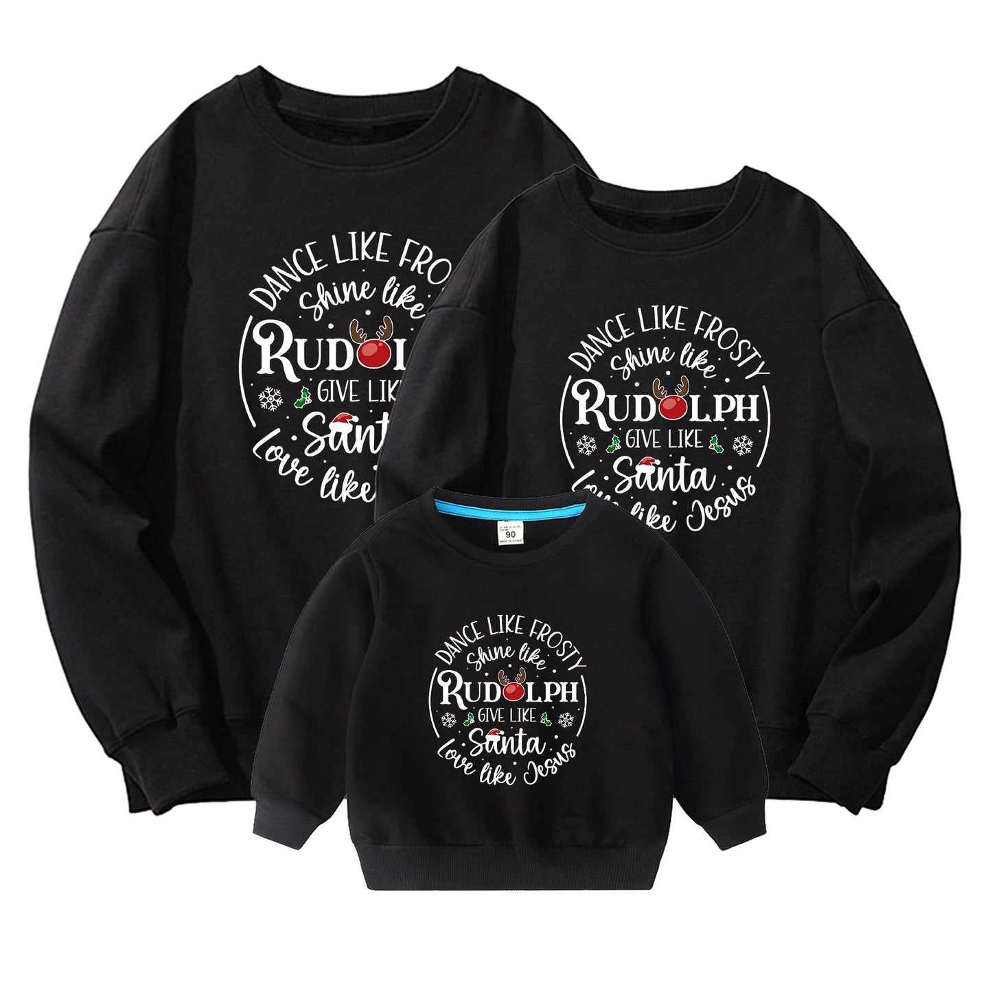 Parent-child Hoodie Pure Cotton T-shirt American Style New Year Christmas