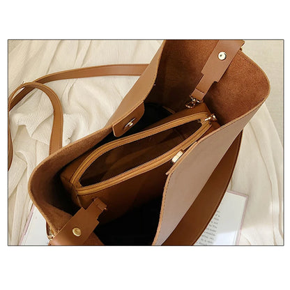 casual wide strap buckets bag designer women shoulder bags luxury pu crossbody bag large capacity messenger bag simply purses