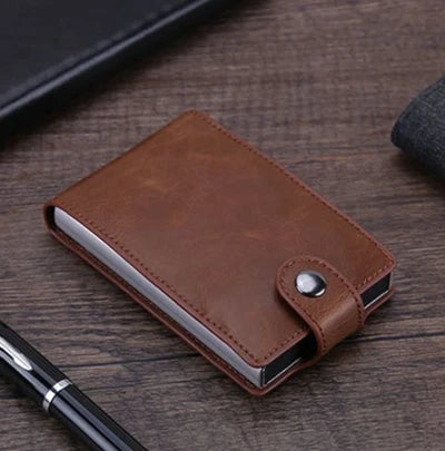 Hot sale Women Men RFID Card Holders Stack Up Pull Out Mini Cascading Wallet ID Cash Cardholder Crazy Horse PU Leather Purses