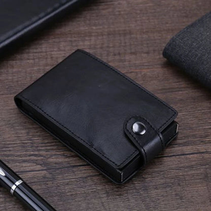 Hot sale Women Men RFID Card Holders Stack Up Pull Out Mini Cascading Wallet ID Cash Cardholder Crazy Horse PU Leather Purses