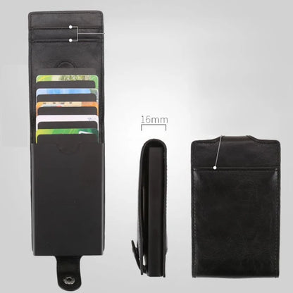 Hot sale Women Men RFID Card Holders Stack Up Pull Out Mini Cascading Wallet ID Cash Cardholder Crazy Horse PU Leather Purses